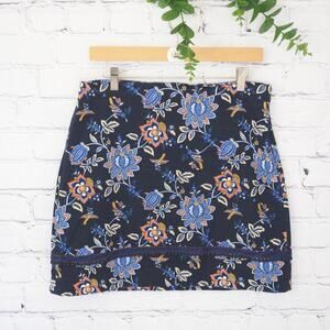 Loft Blue‎ Paisley Low Rise Mini Skirt Size 8 Woven Cotton